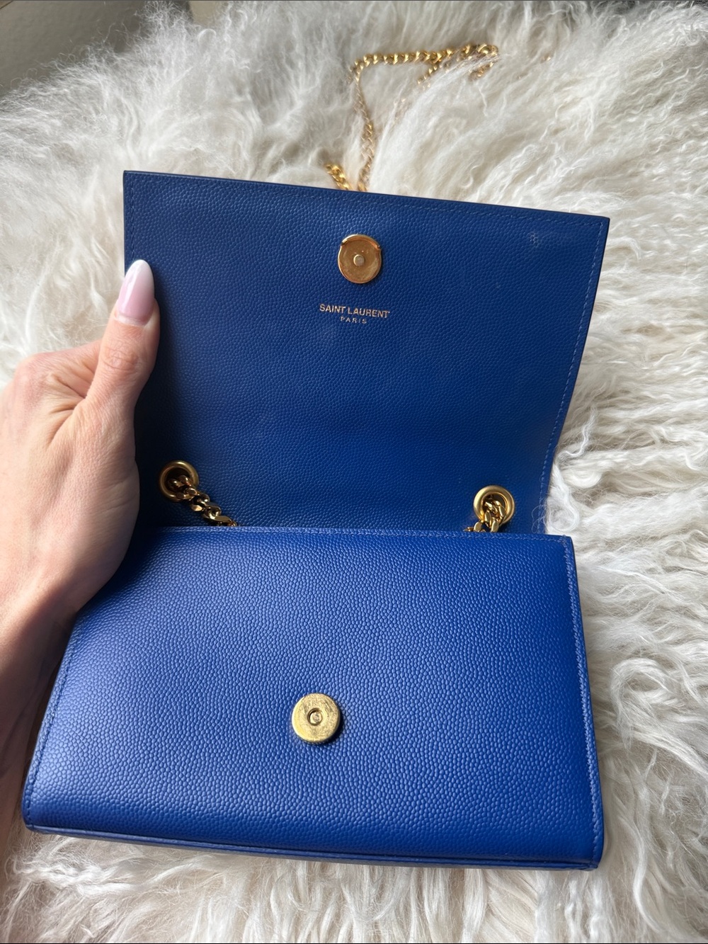 Saint Laurent Royal Blue YSL Monogram Chain Crossbody - Picture 6 of 9